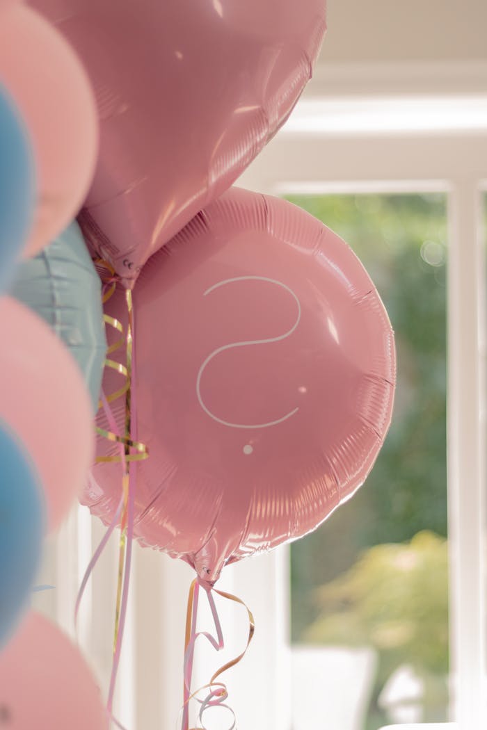 Balloon detail at a gender reveal